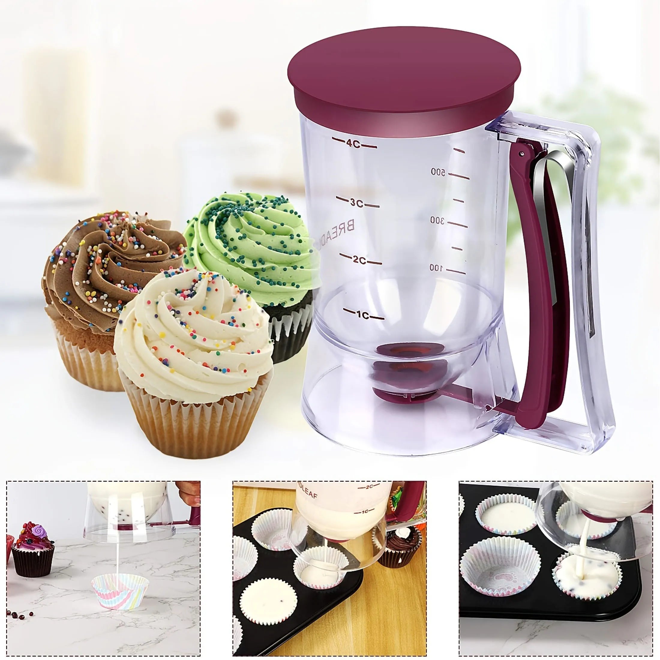 Collapsible Batter for Cupcakes, Waffles & Muffin 