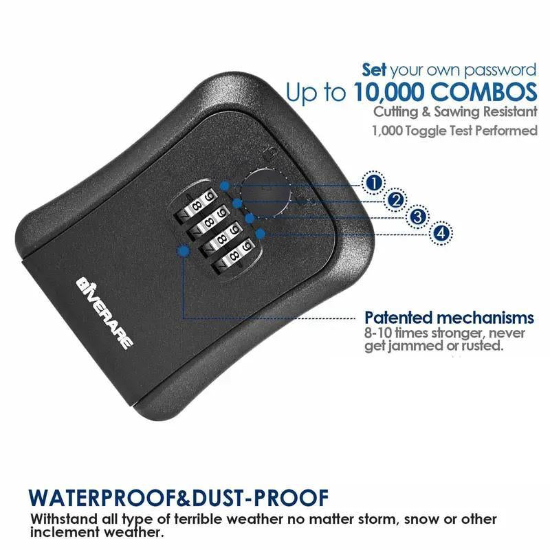 Secure Your Keys: Waterproof Wall-Mounted Password Key Storage Box - Ideal for Home & Rentals!