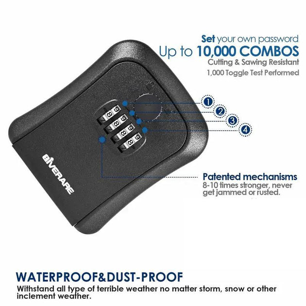 Secure Your Keys: Waterproof Wall-Mounted Password Key Storage Box - Ideal for Home & Rentals!